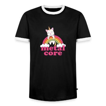 Metalcore Einhorn Katze Regenbogen Metalhead - Männer Kontrast-T-Shirt - Schwarz/Weiß - Vorne - AI Model Female 172 light (172cm) & AI Model Male 178 light (178cm)