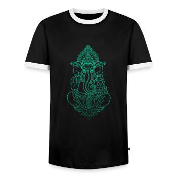 Psy Trance Psychédélique GOA Ganesha Shiva Bouddha - T-shirt contrasté Homme - noir/blanc - Devant - AI Model Female 172 light (172cm) & AI Model Male 178 light (178cm)