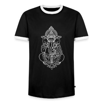 ganesha shiva hindu goa psy psychédélique trance zen - T-shirt contrasté Homme - noir/blanc - Devant - AI Model Female 172 light (172cm) & AI Model Male 178 light (178cm)