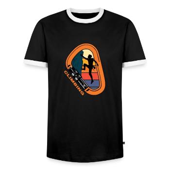 alpinist climb carabiner climbing rope alpine - Men's Ringer Shirt - black/white - Front - AI Model Female 172 light (172cm) & AI Model Male 178 light (178cm)