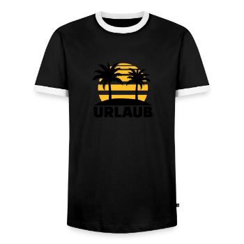 Urlaub - Männer Kontrast-T-Shirt - Schwarz/Weiß - Vorne - AI Model Female 172 light (172cm) & AI Model Male 178 light (178cm)