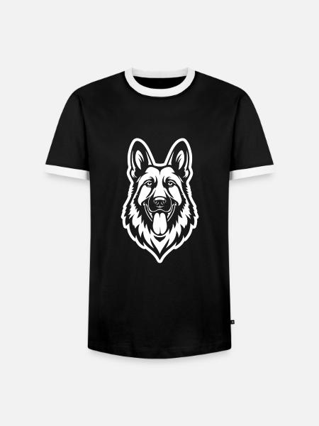 German Shepherd Dog Dog Head - Men's Ringer Shirt - black/white