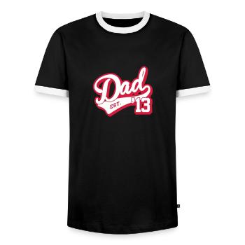 dad established 2013 - Männer Kontrast-T-Shirt - Schwarz/Weiß - Vorne - AI Model Female 172 light (172cm) & AI Model Male 178 light (178cm)
