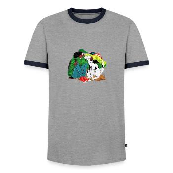Meilleur ami - T-shirt contrasté Homme - gris/marine  - Devant - AI Model Female 172 light (172cm) & AI Model Male 178 light (178cm)
