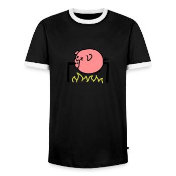 Schwein Grillen - Männer Kontrast-T-Shirt - Schwarz/Weiß - Vorne - AI Model Female 172 light (172cm) & AI Model Male 178 light (178cm)