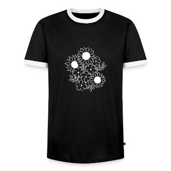 Flowers vector white - Men's Ringer Shirt - black/white - Front - AI Model Female 172 light (172cm) & AI Model Male 178 light (178cm)