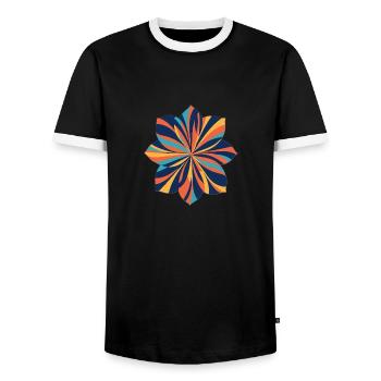 Flower swirls - Men's Ringer Shirt - black/white - Front - AI Model Female 172 light (172cm) & AI Model Male 178 light (178cm)