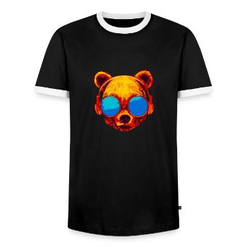 Bear with sunglasses - Men's Ringer Shirt - black/white - Front - AI Model Female 172 light (172cm) & AI Model Male 178 light (178cm)