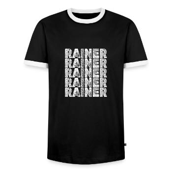 Hero Rainer - Men's Ringer Shirt - black/white - Front - AI Model Female 172 light (172cm) & AI Model Male 178 light (178cm)