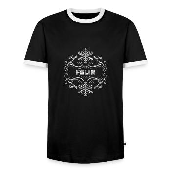 Nom de femme pour Felin Wife Nom de jeune fille - T-shirt contrasté Homme - noir/blanc - Devant - AI Model Female 172 light (172cm) & AI Model Male 178 light (178cm)