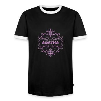 Cadeau pour Agatha - T-shirt contrasté Homme - noir/blanc - Devant - AI Model Female 172 light (172cm) & AI Model Male 178 light (178cm)