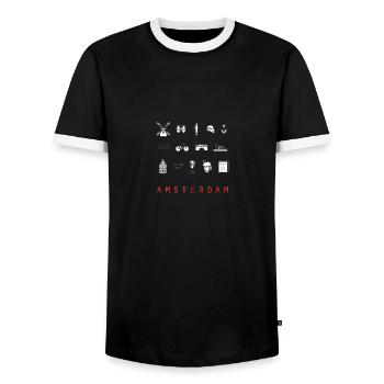 Amsterdam - Men's Ringer Shirt - black/white - Front - AI Model Female 172 light (172cm) & AI Model Male 178 light (178cm)