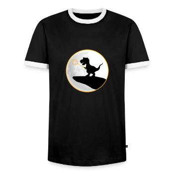 badminton badminton-dino TRex saurus - Men's Ringer Shirt - black/white - Front - AI Model Female 172 light (172cm) & AI Model Male 178 light (178cm)