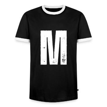 M - Männer Kontrast-T-Shirt - Schwarz/Weiß - Vorne - AI Model Female 172 light (172cm) & AI Model Male 178 light (178cm)
