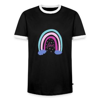 Love Regenbogen - Männer Kontrast-T-Shirt - Schwarz/Weiß - Vorne - AI Model Female 172 light (172cm) & AI Model Male 178 light (178cm)