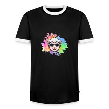 Schäfer Schaf - Männer Kontrast-T-Shirt - Schwarz/Weiß - Vorne - AI Model Female 172 light (172cm) & AI Model Male 178 light (178cm)