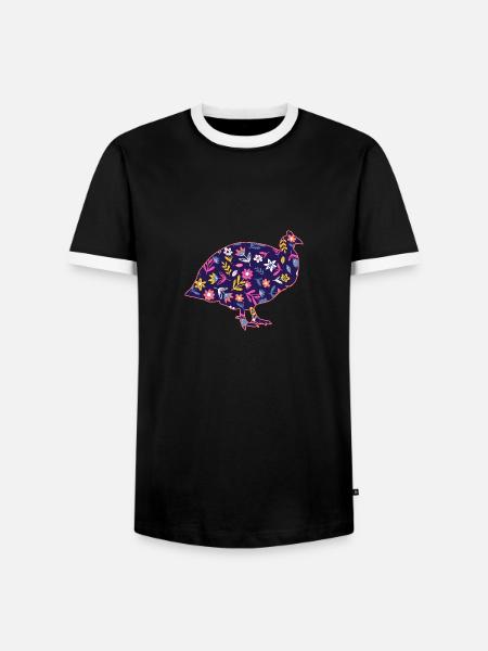 Hühner Hahn Perlhuhn - Männer Kontrast-T-Shirt - Schwarz/Weiß
