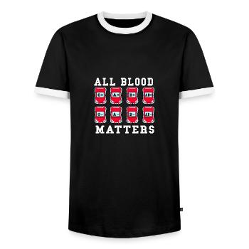 Alles Blut ist wichtig - Männer Kontrast-T-Shirt - Schwarz/Weiß - Vorne - AI Model Female 172 light (172cm) & AI Model Male 178 light (178cm)
