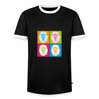 Löwe geometrisch popart - Männer Kontrast-T-Shirt - Schwarz/Weiß - Vorne - AI Model Female 172 light (172cm) & AI Model Male 178 light (178cm)
