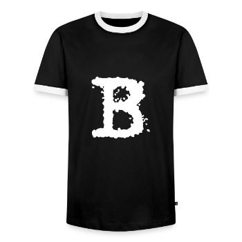 B - Männer Kontrast-T-Shirt - Schwarz/Weiß - Vorne - AI Model Female 172 light (172cm) & AI Model Male 178 light (178cm)