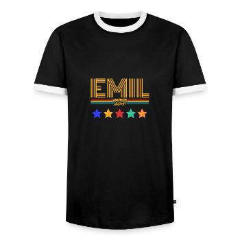 Emil - Männer Kontrast-T-Shirt - Schwarz/Weiß - Vorne - AI Model Female 172 light (172cm) & AI Model Male 178 light (178cm)