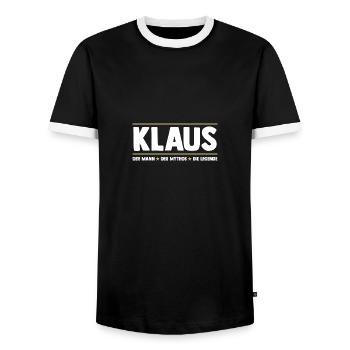 Klaus - Männer Kontrast-T-Shirt - Schwarz/Weiß - Vorne - AI Model Female 172 light (172cm) & AI Model Male 178 light (178cm)