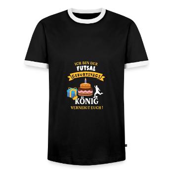 Futsal Geburtstag Spieler Trainer Hallenfußball - Männer Kontrast-T-Shirt - Schwarz/Weiß - Vorne - AI Model Female 172 light (172cm) & AI Model Male 178 light (178cm)