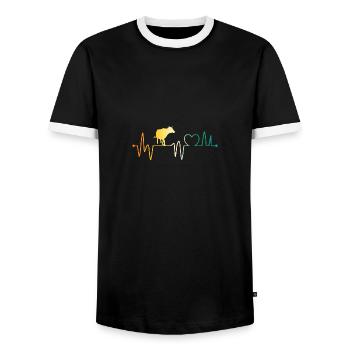 Boeuf Buffalo Heartbeat Oxen - T-shirt contrasté Homme - noir/blanc - Devant - AI Model Female 172 light (172cm) & AI Model Male 178 light (178cm)
