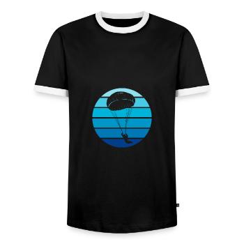 Fallschirmspringen Skydiving Fallschirmspringer - Männer Kontrast-T-Shirt - Schwarz/Weiß - Vorne - AI Model Female 172 light (172cm) & AI Model Male 178 light (178cm)