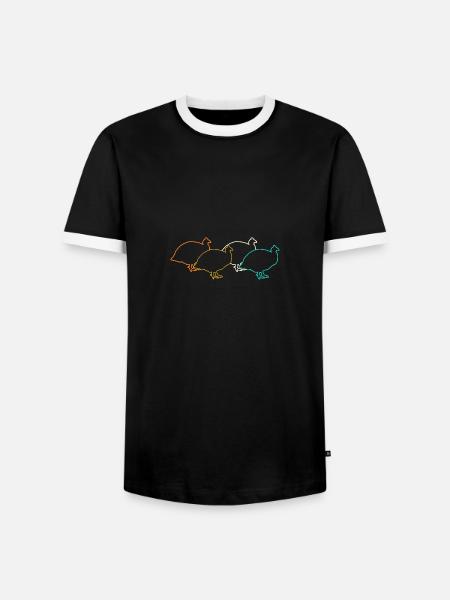 Hühner Hahn Perlhuhn - Männer Kontrast-T-Shirt - Schwarz/Weiß