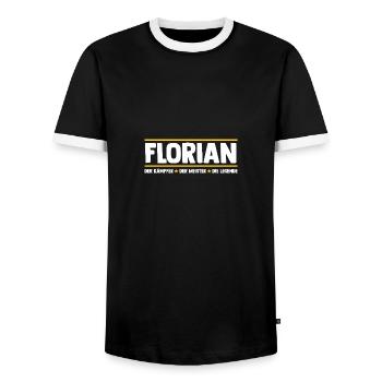 Florian - Men's Ringer Shirt - black/white - Front - AI Model Female 172 light (172cm) & AI Model Male 178 light (178cm)