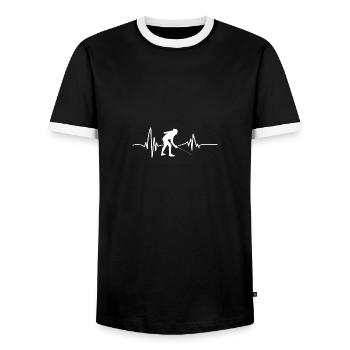 Fencing Heartbeat Fencing - Men's Ringer Shirt - black/white - Front - AI Model Female 172 light (172cm) & AI Model Male 178 light (178cm)