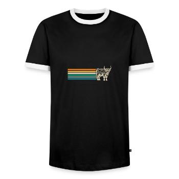 Cow Cattle Highland Cattle - Men's Ringer Shirt - black/white - Front - AI Model Female 172 light (172cm) & AI Model Male 178 light (178cm)