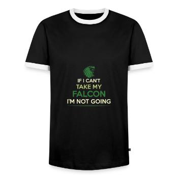 Falconry Pub Hunting - Men's Ringer Shirt - black/white - Front - AI Model Female 172 light (172cm) & AI Model Male 178 light (178cm)