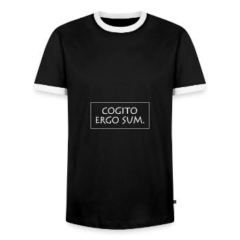 Cogito ergo sum - Männer Kontrast-T-Shirt - Schwarz/Weiß - Vorne - AI Model Female 172 light (172cm) & AI Model Male 178 light (178cm)