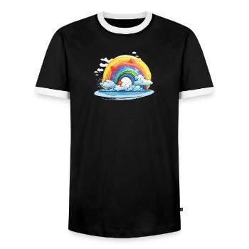 Fierté arc-en-ciel - T-shirt contrasté Homme - noir/blanc - Devant - AI Model Female 172 light (172cm) & AI Model Male 178 light (178cm)