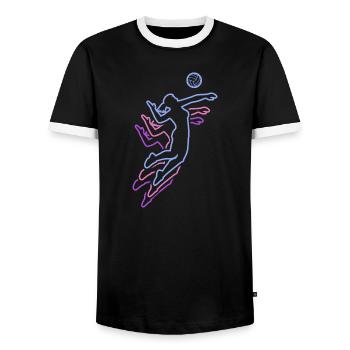 Volley-ball féminin Joueuse de volley-ball : Volley-ball de plage - T-shirt contrasté Homme - noir/blanc - Devant - AI Model Female 172 light (172cm) & AI Model Male 178 light (178cm)