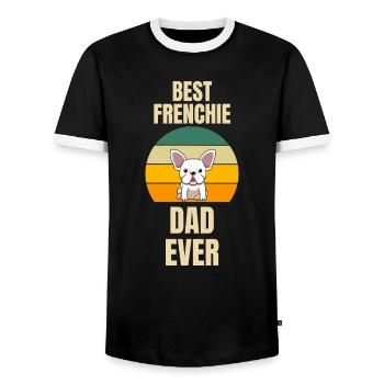 Retro Dogs Papa Fête des Pères Français Bulldog - T-shirt contrasté Homme - noir/blanc - Devant - AI Model Female 172 light (172cm) & AI Model Male 178 light (178cm)