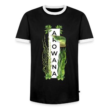 Silber Arowana Monster Fisch gepflanzt Aquarium - Männer Kontrast-T-Shirt - Schwarz/Weiß - Vorne - AI Model Female 172 light (172cm) & AI Model Male 178 light (178cm)