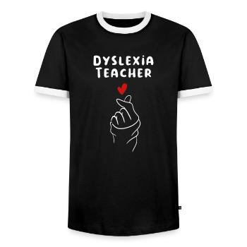 Dyslexia Teacher Dyslexia Gift - Men's Ringer Shirt - black/white - Front - AI Model Female 172 light (172cm) & AI Model Male 178 light (178cm)