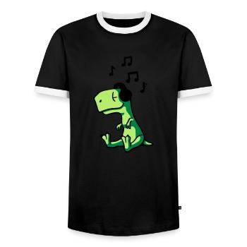 T-Rex Music - Männer Kontrast-T-Shirt - Schwarz/Weiß - Vorne - AI Model Female 172 light (172cm) & AI Model Male 178 light (178cm)