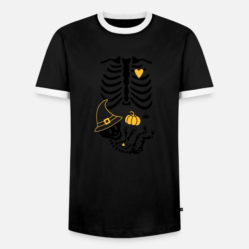 Maternity Skeleton Witch Hat - Men's Ringer Shirt - black/white