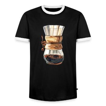 Chemex carafe - Men's Ringer Shirt - black/white - Front - AI Model Female 172 light (172cm) & AI Model Male 178 light (178cm)