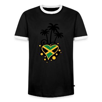 Palmen-Design (Jamaika-Herz) - Männer Kontrast-T-Shirt - Schwarz/Weiß - Vorne - AI Model Female 172 light (172cm) & AI Model Male 178 light (178cm)
