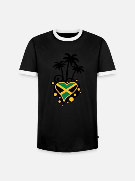Palm Design (Jamaica Heart) - Men's Ringer Shirt - black/white