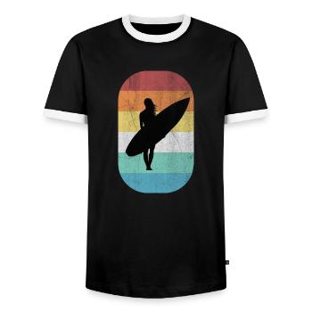 Surfergirl - Männer Kontrast-T-Shirt - Schwarz/Weiß - Vorne - AI Model Female 172 light (172cm) & AI Model Male 178 light (178cm)