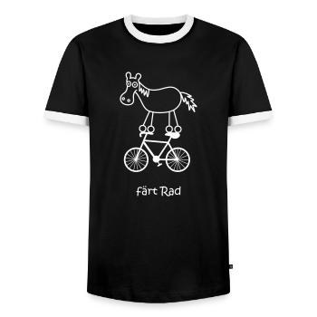 bike, bike, bike-riding horse - Men's Ringer Shirt - black/white - Front - AI Model Female 172 light (172cm) & AI Model Male 178 light (178cm)
