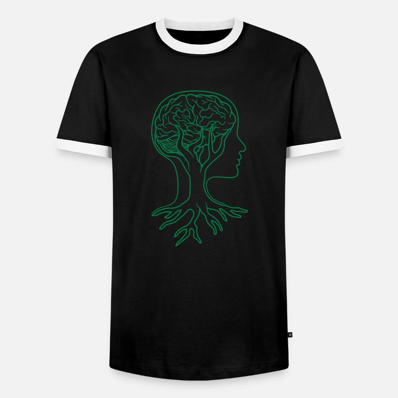 Brain tree human - Men's Ringer Shirt - black/white