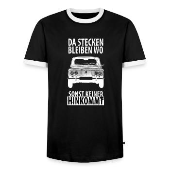 Russian Niva Lada offroad Geländewagen - Männer Kontrast-T-Shirt - Schwarz/Weiß - Vorne - AI Model Female 172 light (172cm) & AI Model Male 178 light (178cm)