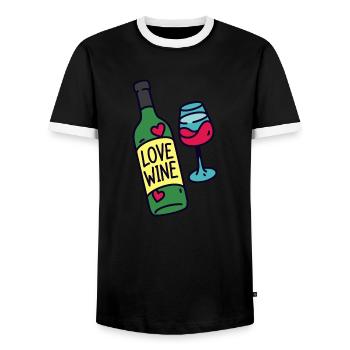 Wein trinken Wein Geschenk Lustiges Wein Shirt - Männer Kontrast-T-Shirt - Schwarz/Weiß - Vorne - AI Model Female 172 light (172cm) & AI Model Male 178 light (178cm)